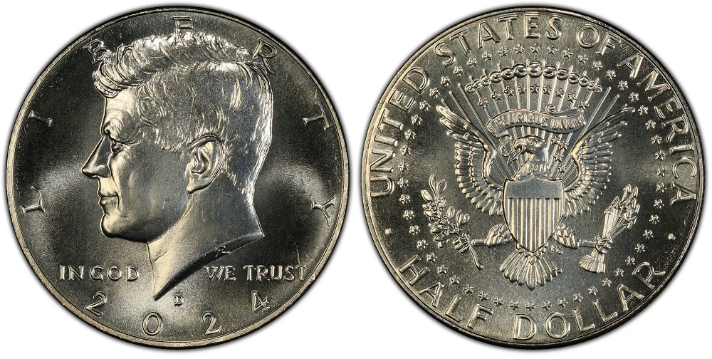 2024 Kennedy Half Dollar obverse and reverse showing JFK portrait and Presidential Seal eagle